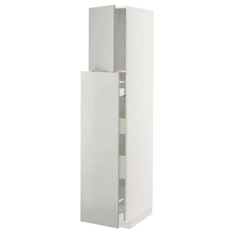 IKEA METOD МЕТОД / MAXIMERA МАКСИМЕРА, высокий шкаф / выдвижн секция / 1дв / 4ящ, белый / светло-серый, 40x60x200 см 695.379.80 фото №1