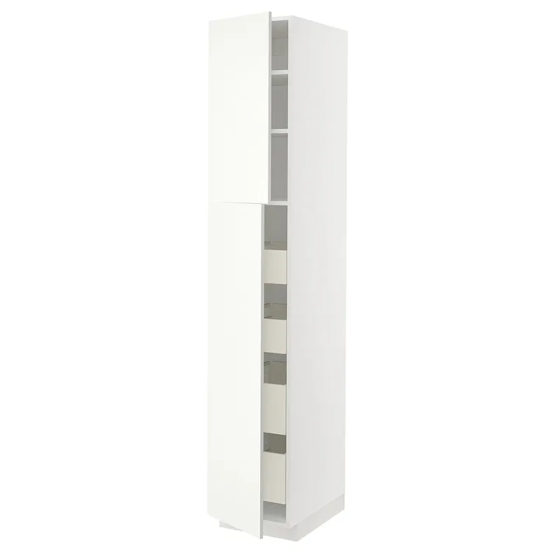 IKEA METOD МЕТОД / MAXIMERA МАКСИМЕРА, высокий шкаф / 2дверцы / 4ящика, белый / Вальстена белый, 40x60x220 см 095.074.29 фото №1