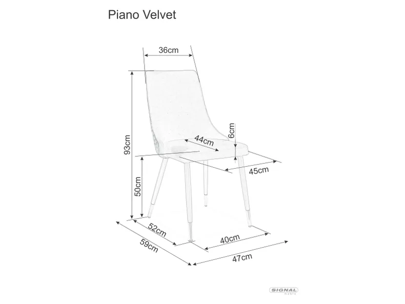 Кухонний Стілець SIGNAL PIANO B Velvet, Bluvel 19 - чорний фото №2