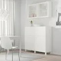 IKEA BESTÅ БЕСТО, комб для хран с дверц / ящ, белый / Лапвикен / Стуббарп белое прозрачное стекло, 120x42x213 см 493.992.15 фото thumb №6