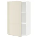 IKEA METOD МЕТОД, шафа навісна із полицями, білий / Voxtorp високий глянець світло-бежевий, 60x100 см 494.551.74 фото thumb №1