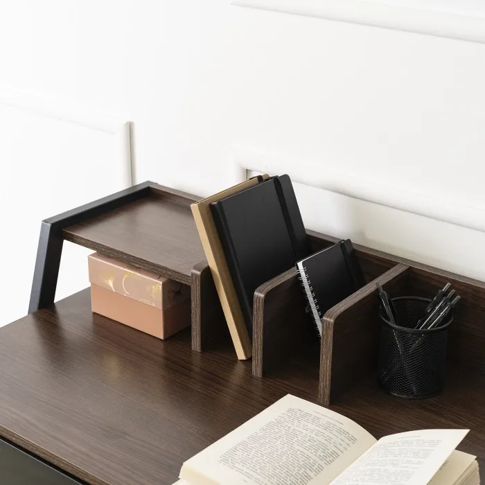 Письменный стол MEBEL ELITE CASS 120 см, коричневый / черный фото №7