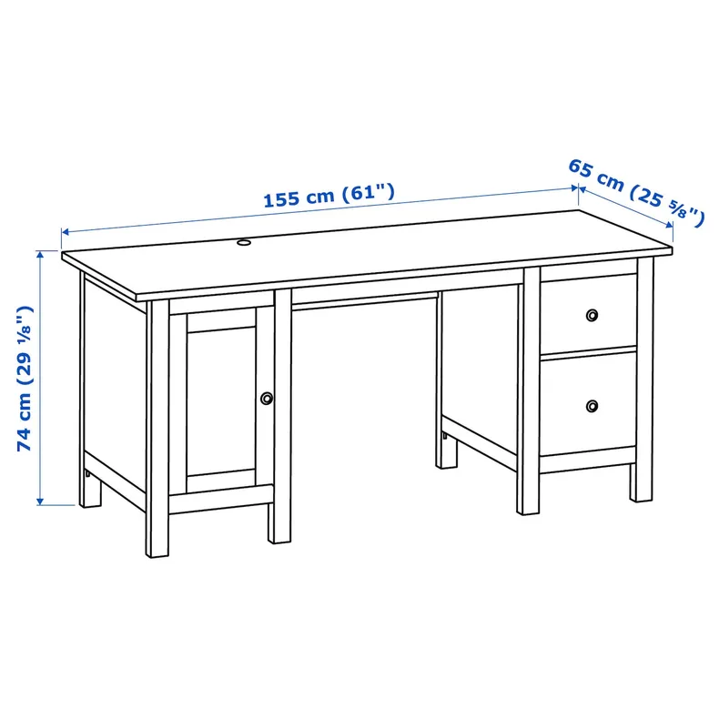 IKEA HEMNES ХЕМНЕС, письмовий стіл, біла пляма / світло-коричнева, 155x65 см 205.350.44 фото №8