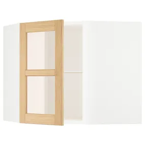 IKEA METOD МЕТОД, кутова настін шафа, полиці / скл двер, білий / ФОРСБАККА дуб, 68x60 см 395.093.23 фото
