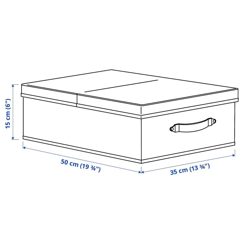 IKEA BLÄDDRARE БЛЕДДРАРЕ, коробка з кришкою, сірий/з малюнком, 35x50x15 см 904.743.96 фото №6