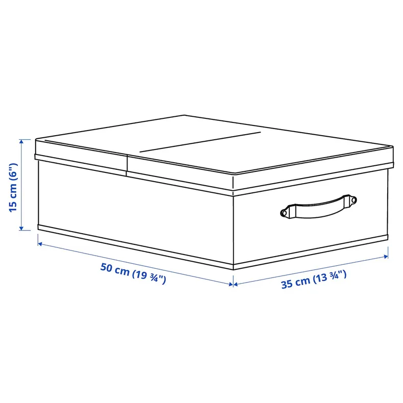 IKEA BLÄDDRARE БЛЕДДРАРЕ, коробка з кришкою, сірий, з малюнком, 35x50x15 см фото №6