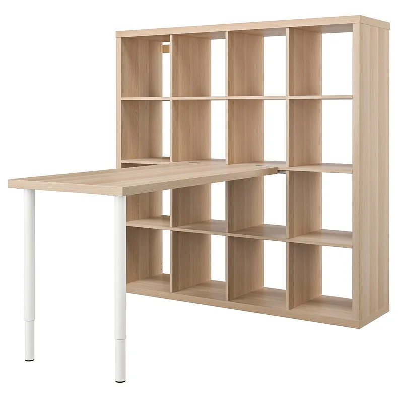 IKEA KALLAX КАЛЛАКС / LAGKAPTEN ЛАГКАПТЕН, письмовий стіл, комбінація, білий / дуб тонований білий, 147x159x147 см 194.816.50 фото №1