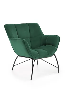 Крісло м'яке оксамитове HALMAR BELTON Velvet, темно-зелений фото