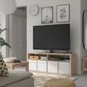 IKEA KALLAX КАЛЛАКС, тумба под ТВ, белый крашеный дуб, 147x60 см 805.620.96 фото thumb №2