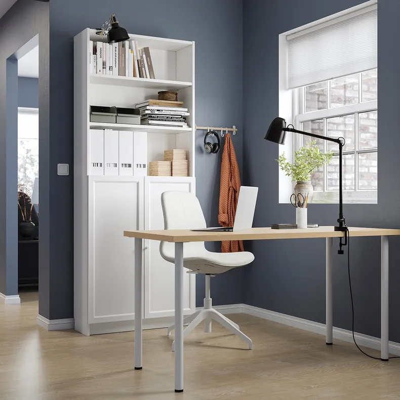IKEA MÅLSKYTT МОЛСКЮТТ / ADILS АДИЛЬС, письменный стол, берёза / белый, 140x60 см 294.177.48 фото №4