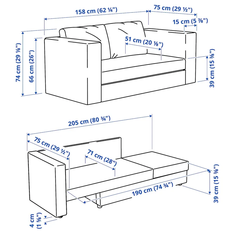 IKEA SKÖNABÄCK СКЁНАБЭКК, 2-местный диван-кровать, Книса темно-серая 705.825.42 фото №7