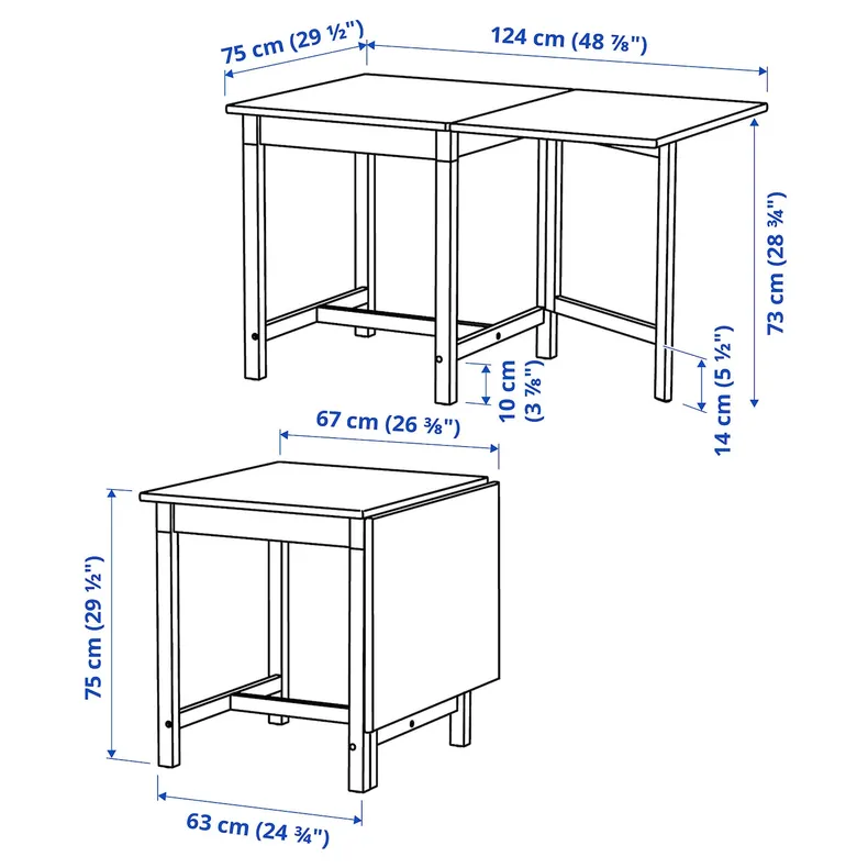 IKEA PINNTORP ПІННТОРП, стіл-книжка, світло-коричнева морилка/біла морилка, 67/124x75 см 705.294.65 фото №5