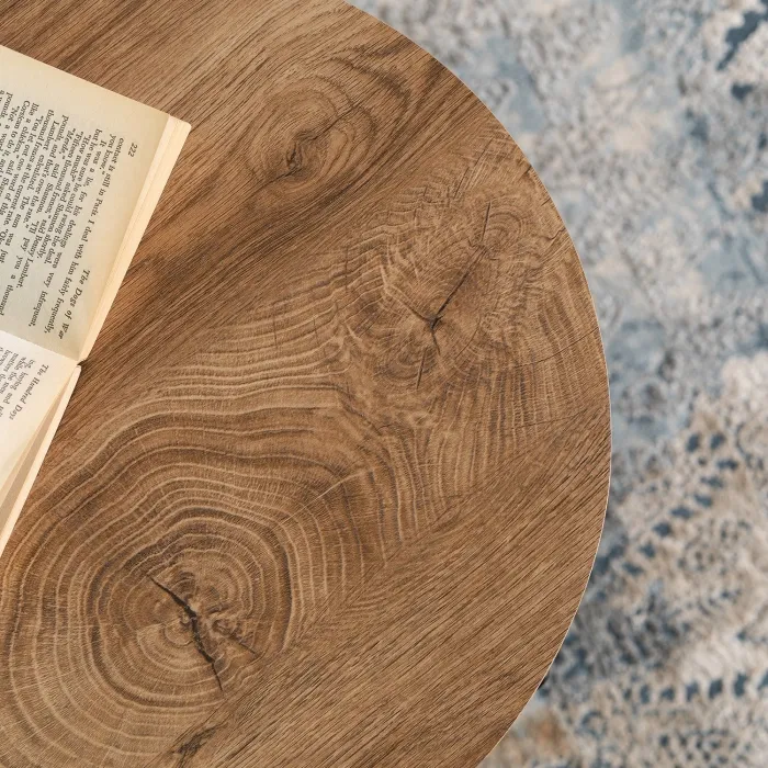 Журнальный столик деревянный круглый MEBEL ELITE CEVES, 40 см, дуб фото №5