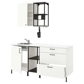 IKEA ENHET ЭНХЕТ, кухня, антрацит / белый, 183x63.5x222 см 393.374.16 фото
