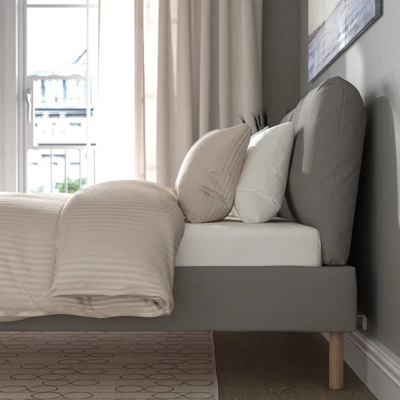 IKEA SAGESUND САГЕСУНД, каркас кровати с обивкой, Коричневый цвет, 140x200 см 104.903.76 фото №3