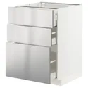 IKEA METOD МЕТОД / MAXIMERA МАКСИМЕРА, напольный шкаф с 3 ящиками, белый / нержавеющая сталь, 60x60 см 093.299.03 фото thumb №1