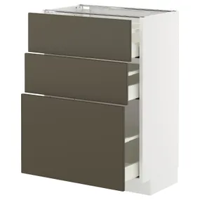 IKEA METOD МЕТОД / MAXIMERA МАКСИМЕРА, напольный шкаф с 3 ящиками, белый/гавсторпский коричневый/бежевый, 60x37 см 495.588.60 фото