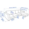 IKEA VIMLE ВІМЛЕ, 4-місний диван, з шезлонгом / антрацит пагорбкуватий 894.342.74 фото thumb №4