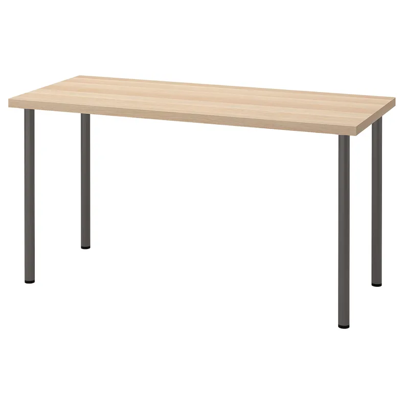 IKEA LAGKAPTEN ЛАГКАПТЕН / ADILS АДІЛС, письмовий стіл, дуб морений білий / темно-сірий, 140x60 см 894.172.55 фото №1