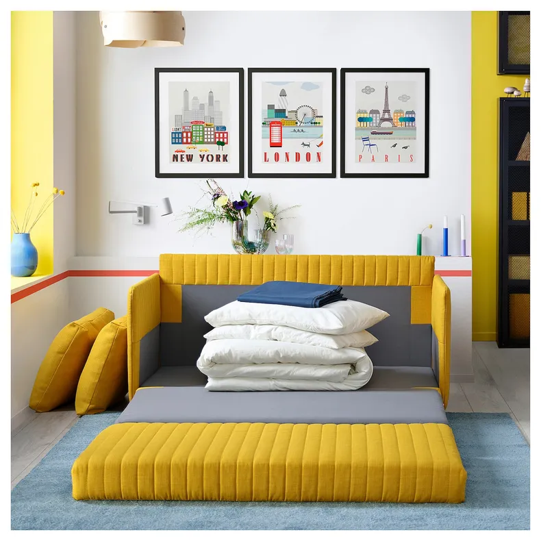 IKEA FRIDHULT ФРИХУЛЬТ, диван-кровать, Скифтебо желтый, 119 см 005.754.46 фото №7