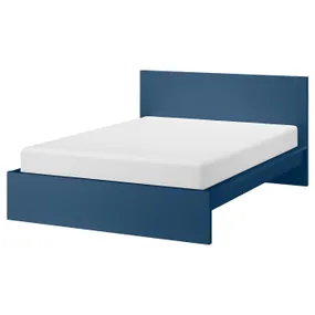 IKEA MALM МАЛЬМ, каркас кровати, синий/Лёнсет, 140x200 см 195.599.79 фото