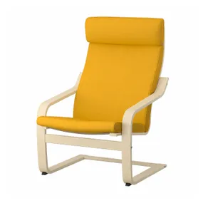IKEA POÄNG ПОЕНГ, крісло, березовий шпон / СКІФТЕБУ жовтий 493.870.76 фото