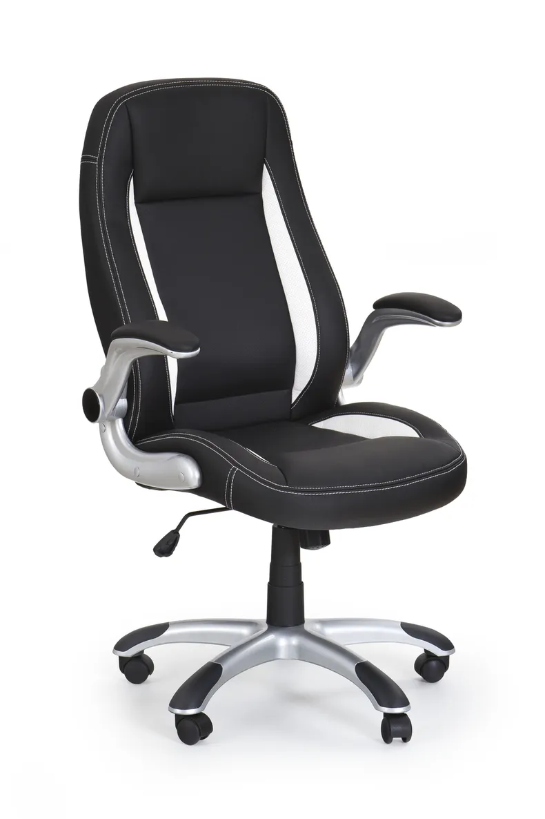 Крісло комп'ютерне офісне обертове HALMAR SATURN чорний, екошкіра перфорована фото №1