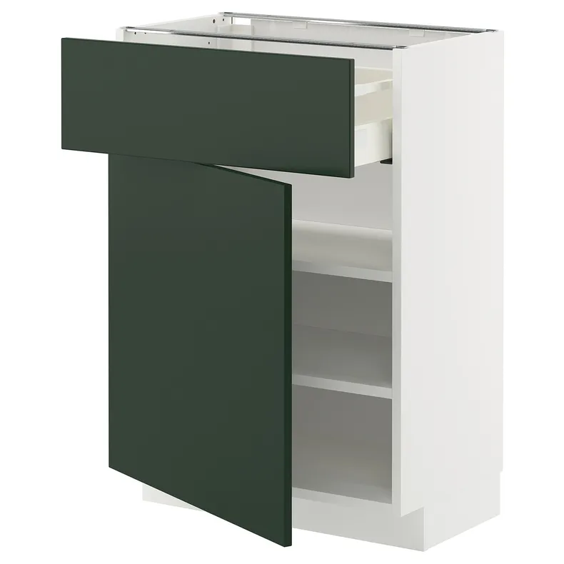 IKEA METOD МЕТОД / MAXIMERA МАКСИМЕРА, напольный шкаф с ящиком/дверцей, белый/Гавсторп темно-зеленый, 60x37 см 395.575.59 фото №1
