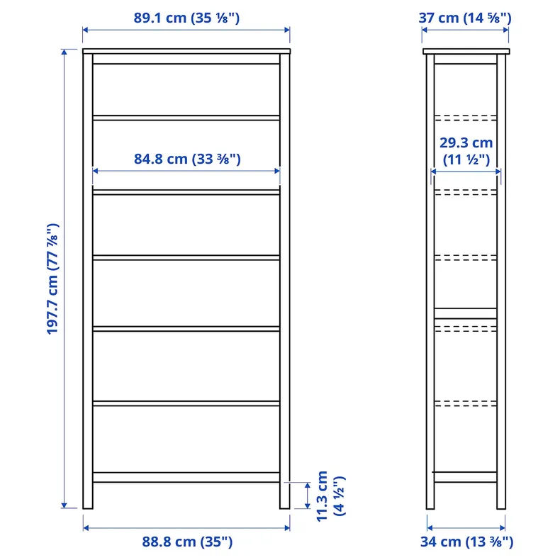 IKEA HEMNES, Комбинация стеллажей с дверями/стойками, серо-зеленое/светло-коричневое пятно, 180x197 см 196.023.41 фото №7