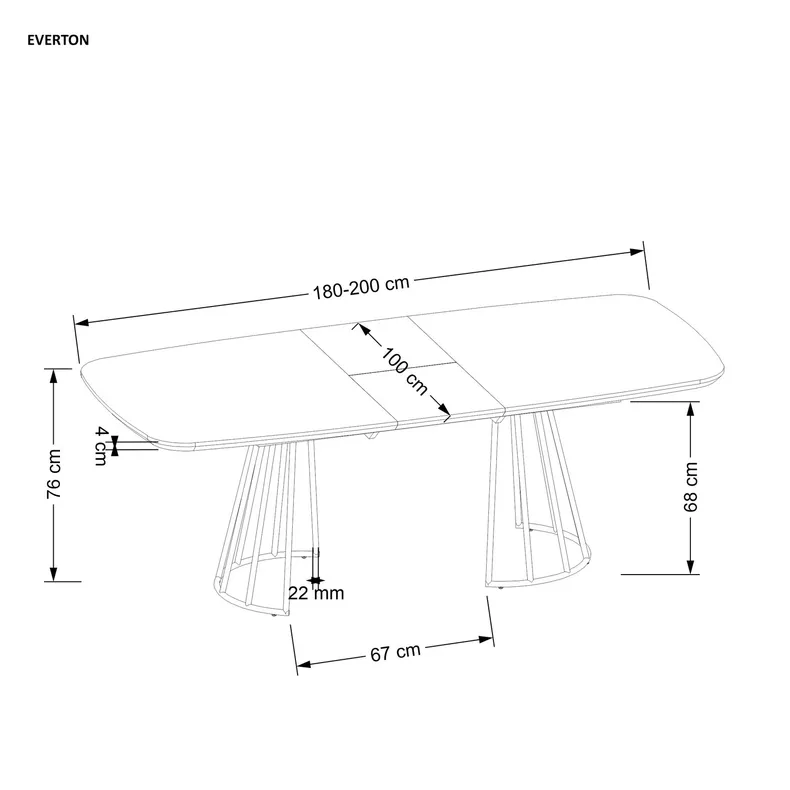 Обеденный стол HALMAR EVERTON 180-200x100 см, орех / черный фото №23