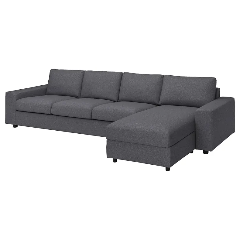 IKEA VIMLE ВИМЛЕ, 4-местный диван с козеткой, с широкими подлокотниками / средне-серый цвет 294.017.66 фото №1