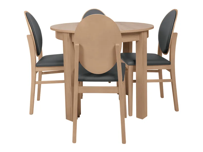 BRW Комплект: стол 95-195х95 см+ 4 стула BRW BERNARDIN, серый/дуб натуральный/дуб ривьера BERNARDIN_STO_4KRS-DRI/TX099 фото №2