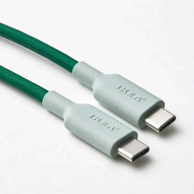 IKEA LILLHULT ЛІЛЛЬХУЛЬТ, кабель USB-C–USB-C, зелений, 1.5 m 005.810.94 фото №3