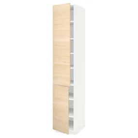 IKEA METOD МЕТОД, высокий шкаф с полками / 2 дверцы, белый / аскерсундский узор светлый ясень, 40x60x220 см 594.642.72 фото