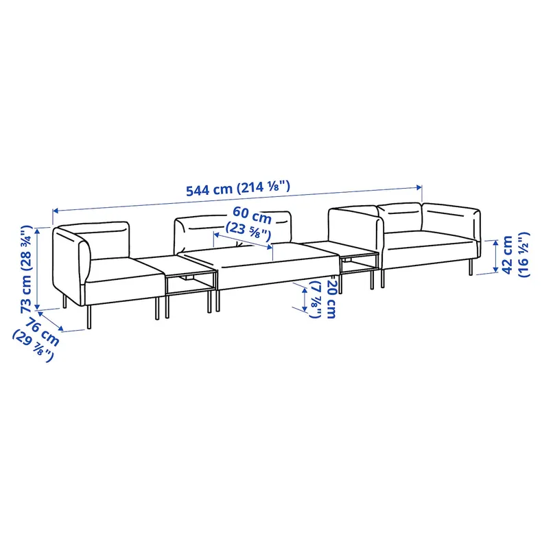 IKEA LILLEHEM ЛИЛЛЕХЕМ, 5-м модульный диван со столиком, Окрашенное дерево темно-серого цвета 195.697.42 фото №2