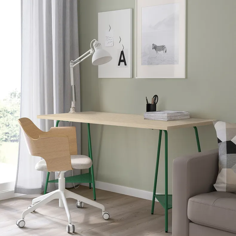 IKEA MITTCIRKEL МІТТЦІРКЕЛЬ / TILLSLAG ТІЛЛЬСЛАГ, письмовий стіл, яскравий сосновий / зелений ефект, 140x60 см 395.087.57 фото №5