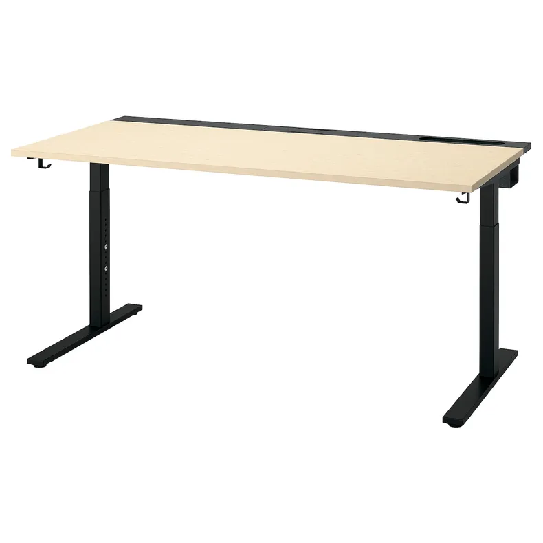 IKEA MITTZON МІТТЗОН, письмовий стіл, okl береза/чорний, 160x80 см 895.291.06 фото №1