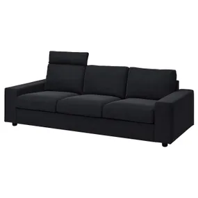 IKEA VIMLE ВІМЛЕ, 3-місний диван, з узголів'ям з широкими підлокітниками/САКСЕМАРА чорно-синій 494.014.64 фото