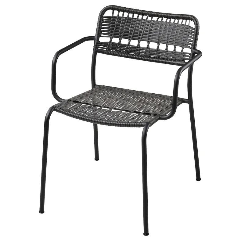 IKEA LÄCKÖ ЛЕККЕ, крісло з підлокітниками, вуличне, темно-сірий 604.633.04 фото №1