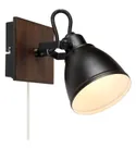 BRW Настінний регульований світильник для читання чорний дерев'яний 080864 фото thumb №1