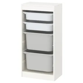 IKEA TROFAST ТРУФАСТ, комбінація для зберіган +контейнери, білий / білий сірий, 46x30x94 см 095.333.05 фото