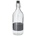 IKEA KORKEN КОРКЕН, бутылка с пробкой, прозрачное стекло/черный, 1 l 605.798.80 фото thumb №1