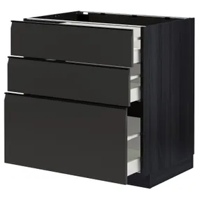 IKEA METOD МЕТОД / MAXIMERA МАКСИМЕРА, напольный шкаф с 3 ящиками, черный / матовый антрацит, 80x60 см 694.956.59 фото