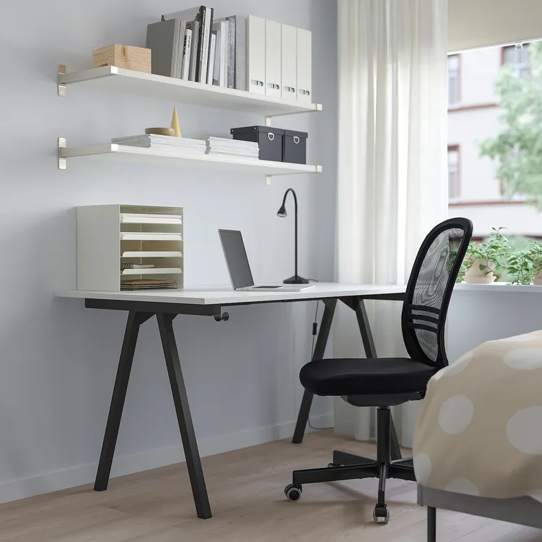 IKEA TROTTEN ТРОТТЕН, письменный стол, белый / антрацит, 140x80 см 294.295.53 фото №3