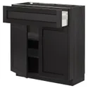 IKEA METOD МЕТОД / MAXIMERA МАКСИМЕРА, напольный шкаф с ящиком / 2дверцами, черный / Лерхиттан с черными пятнами, 80x37 см 294.562.16 фото thumb №1