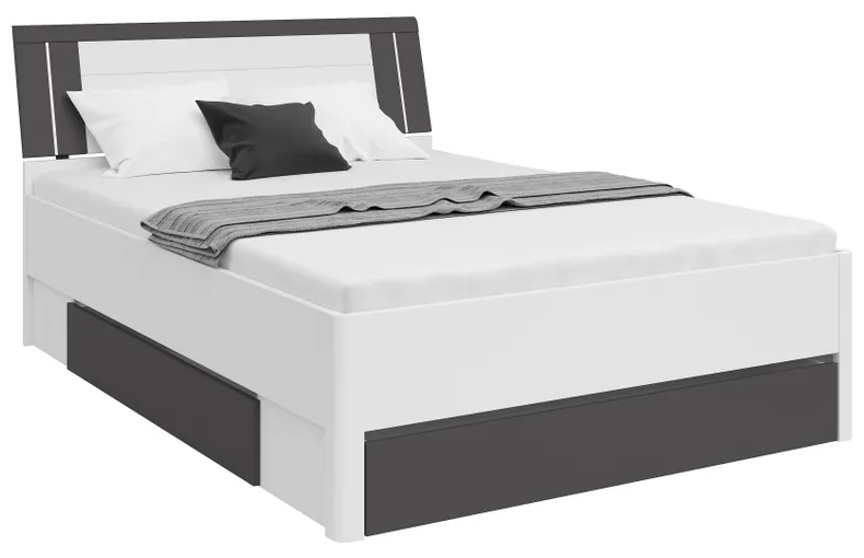 BRW Кровать Saturn 140x200 с 3 ящиками белая/графит, белый/графит LOZ3S/140-BI/GF фото №2