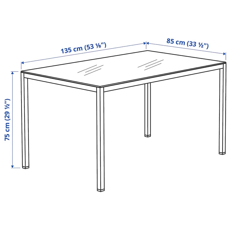 IKEA TORSBY ТОРСБИ, стол, хромированный / глянцевый белый, 135x85 см 399.318.45 фото №8