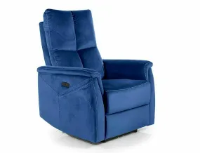 Раскладное кресло реклайнер SIGNAL Neptun M Velvet с функцией массажа, тёмно-синий фото