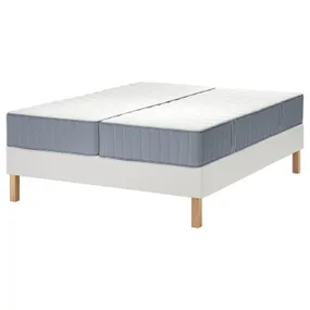 IKEA LYNGÖR ЛЮНГЕР, диван-ліжко, Vågstranda тверда/середньо-тверда/світло-блакитна біла, 180x200 см 295.542.26 фото