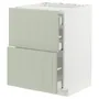 IKEA METOD МЕТОД / MAXIMERA МАКСИМЕРА, шкаф д / варочной панели / 2фасада / 3ящ, белый / светло-зеленый, 60x60 см 794.863.48 фото